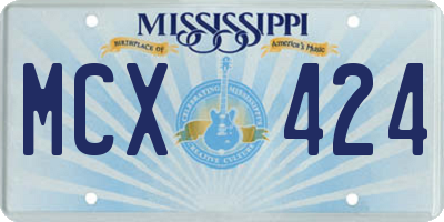 MS license plate MCX424