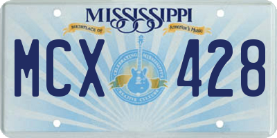 MS license plate MCX428