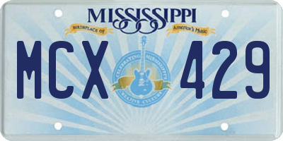 MS license plate MCX429