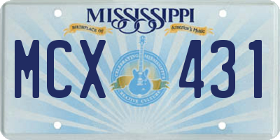 MS license plate MCX431