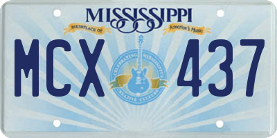 MS license plate MCX437