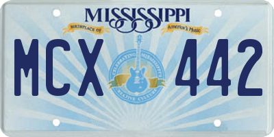 MS license plate MCX442