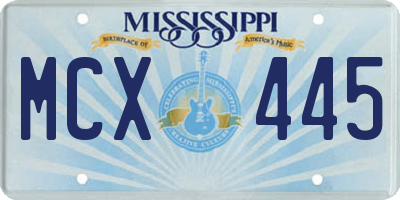 MS license plate MCX445