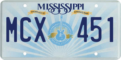 MS license plate MCX451