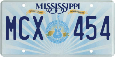 MS license plate MCX454