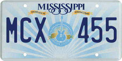 MS license plate MCX455