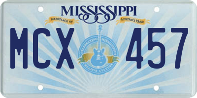 MS license plate MCX457
