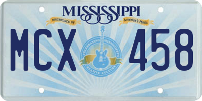 MS license plate MCX458