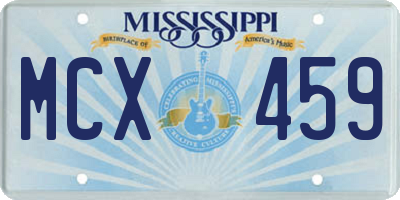 MS license plate MCX459