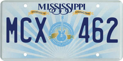 MS license plate MCX462