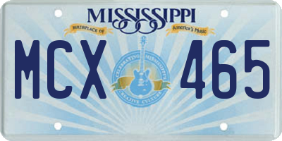MS license plate MCX465