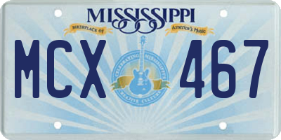 MS license plate MCX467