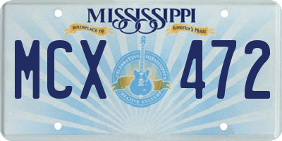 MS license plate MCX472