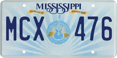 MS license plate MCX476