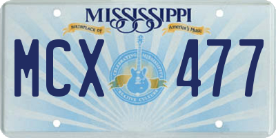 MS license plate MCX477