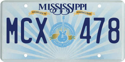 MS license plate MCX478