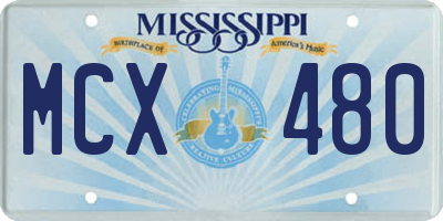 MS license plate MCX480