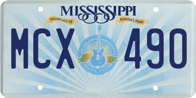 MS license plate MCX490