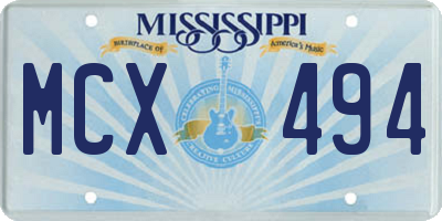 MS license plate MCX494