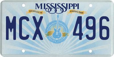 MS license plate MCX496