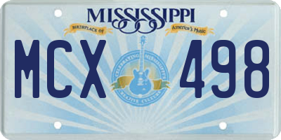 MS license plate MCX498