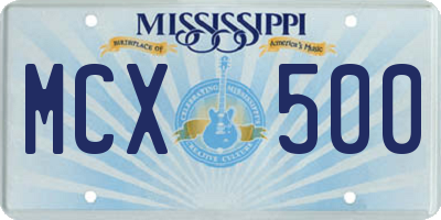 MS license plate MCX500