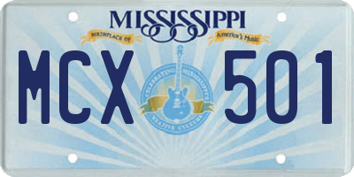 MS license plate MCX501