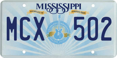 MS license plate MCX502