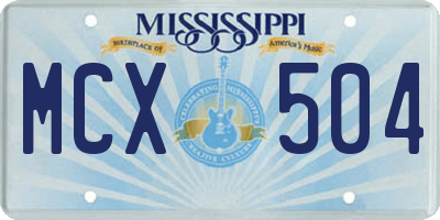 MS license plate MCX504