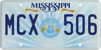 MS license plate MCX506