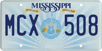 MS license plate MCX508