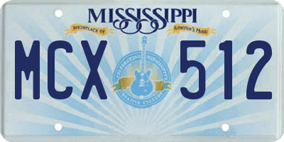 MS license plate MCX512