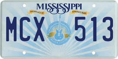 MS license plate MCX513