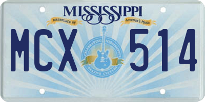 MS license plate MCX514