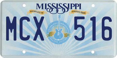 MS license plate MCX516