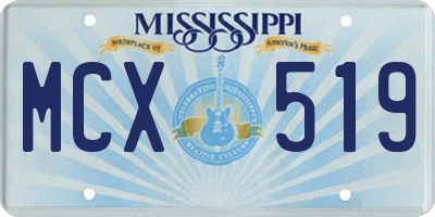 MS license plate MCX519