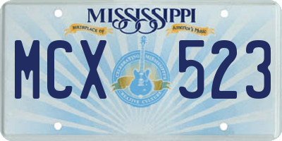 MS license plate MCX523