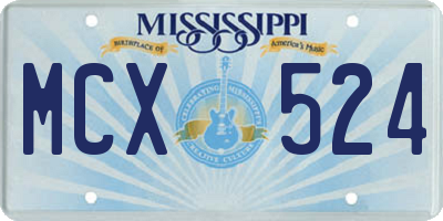 MS license plate MCX524