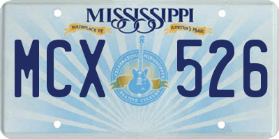 MS license plate MCX526