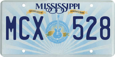 MS license plate MCX528