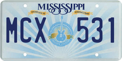 MS license plate MCX531