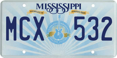 MS license plate MCX532