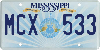 MS license plate MCX533