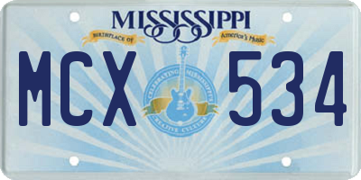 MS license plate MCX534