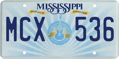 MS license plate MCX536