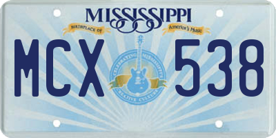 MS license plate MCX538