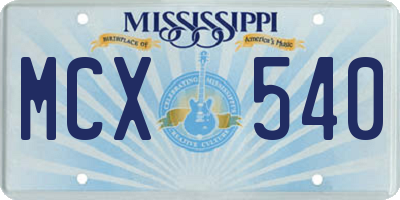 MS license plate MCX540