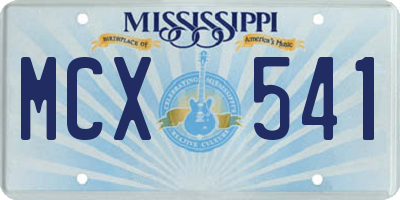 MS license plate MCX541