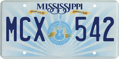 MS license plate MCX542