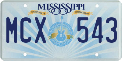 MS license plate MCX543